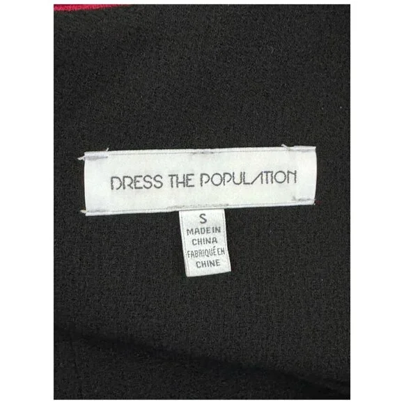 Dress the Population Emma V Neck Red Sleeveless Belted Holiday Midi Dress Size S Midi